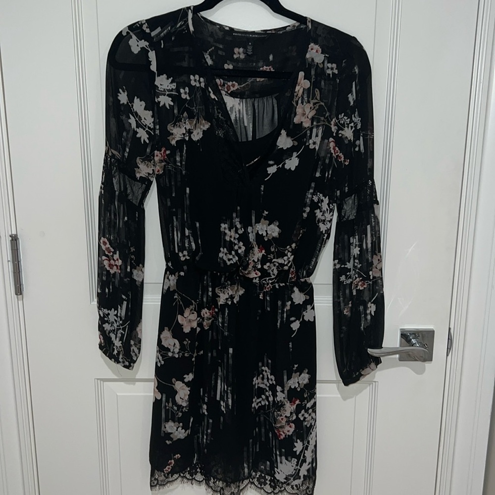 White House, Black market Rose and ivory floral dress